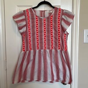 Entro Striped Embroidered Blouse